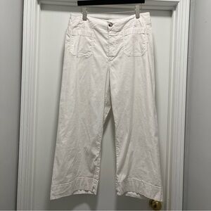 Maeve Anthropologie The Colette Sz 16 White Wide Leg High Rise Pants 25” Inseam